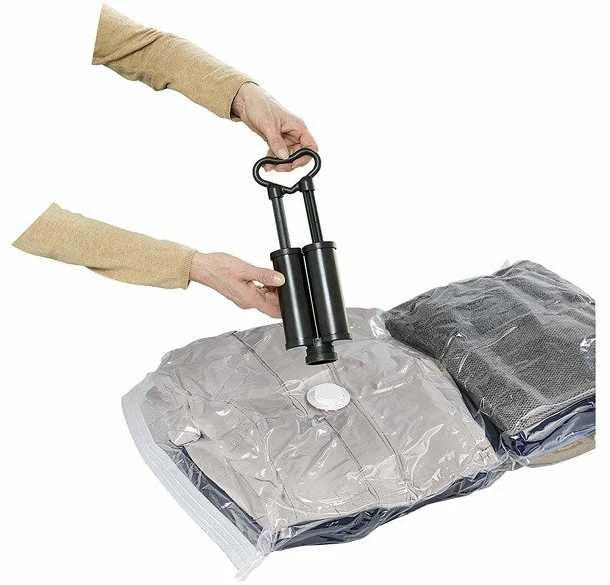 Vakuuminių laikymo maišelių rinkinys plastikinių maišelių+siurblys - 40 x 60 cm (3 vnt), 50 x 70 cm (2 vnt), WENKO