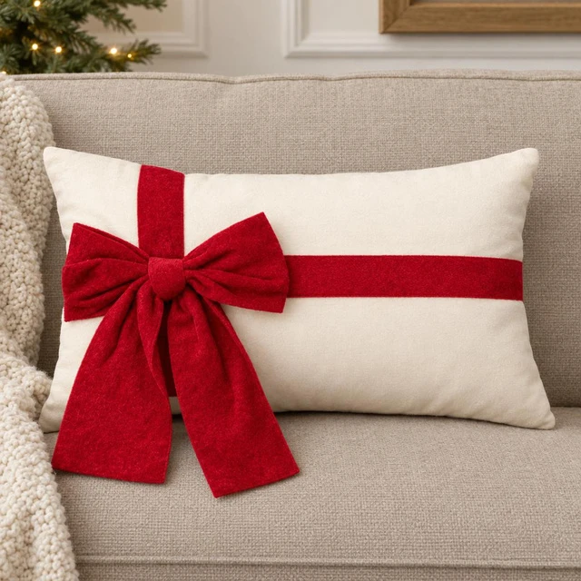 Velvet Kalėdinė pagalvė su kaspinu, 30 x 50 cm