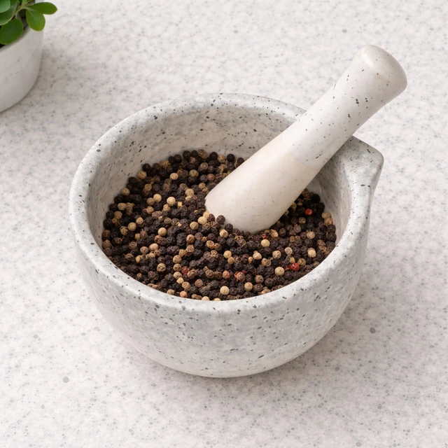 Kitchen Craft Virtuvinis skiedinys su grūstuvu, keramikinis, baltas