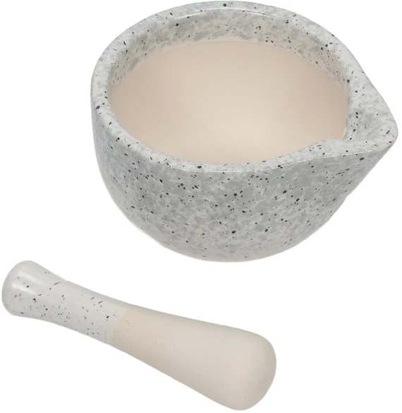 Kitchen Craft Virtuvinis skiedinys su grūstuvu, keramikinis, baltas