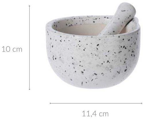 Kitchen Craft Virtuvinis skiedinys su grūstuvu, keramikinis, baltas
