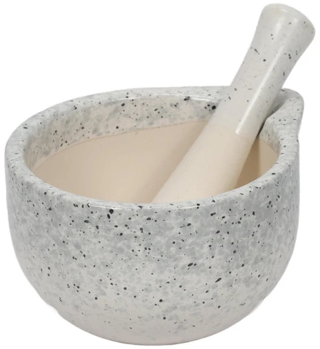 Kitchen Craft Virtuvinis skiedinys su grūstuvu, keramikinis, baltas