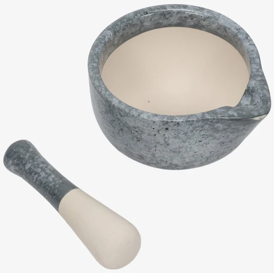 Kitchen Craft Virtuvinis skiedinys su grūstuvu, keramikinis, baltas