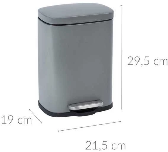 Vonios krepšelis su pedalu Easy Close 5l, pilka spalva, Wenko