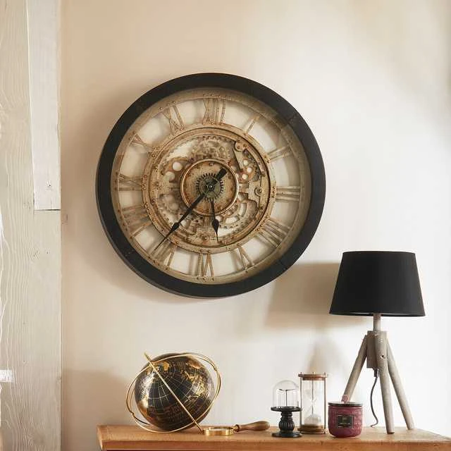 Style Sieninio laikrodžio mechanizmas, industrinio stiliaus, „Atmosphera Interior“ dizaineris, Ø61,5 cm