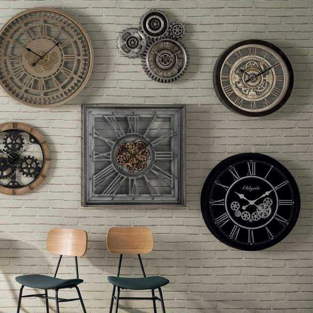 Style Sieninio laikrodžio mechanizmas, industrinio stiliaus, „Atmosphera Interior“ dizaineris, Ø61,5 cm