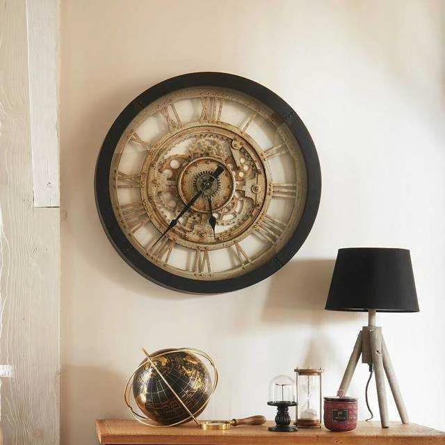 Style Sieninio laikrodžio mechanizmas, industrinio stiliaus, „Atmosphera Interior“ dizaineris, Ø61,5 cm
