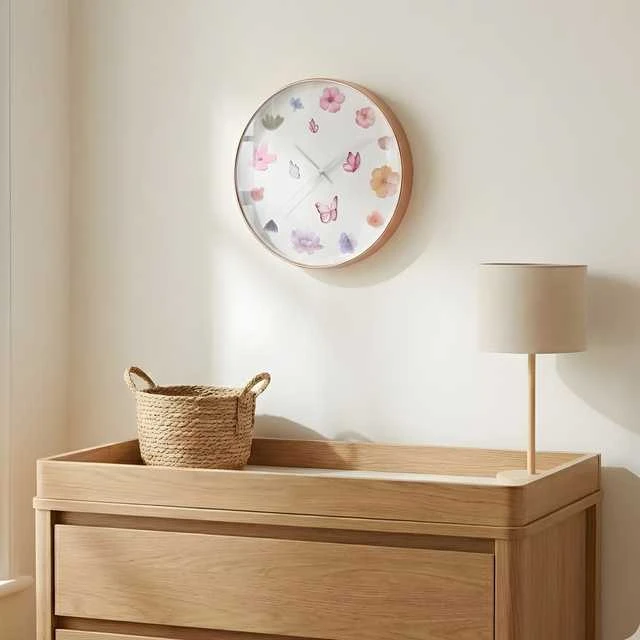 Home Styling Collection Sieninis laikrodis su gėlių motyvu, Ø 30 cm