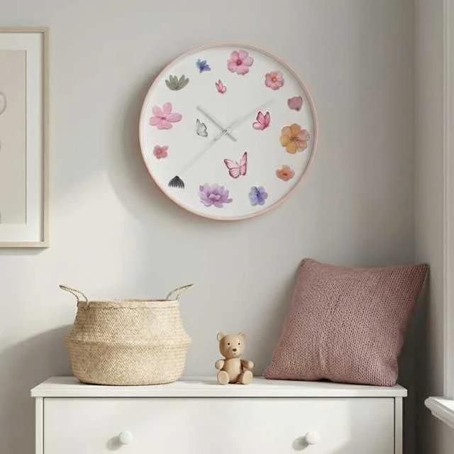 Home Styling Collection Sieninis laikrodis su gėlių motyvu, Ø 30 cm