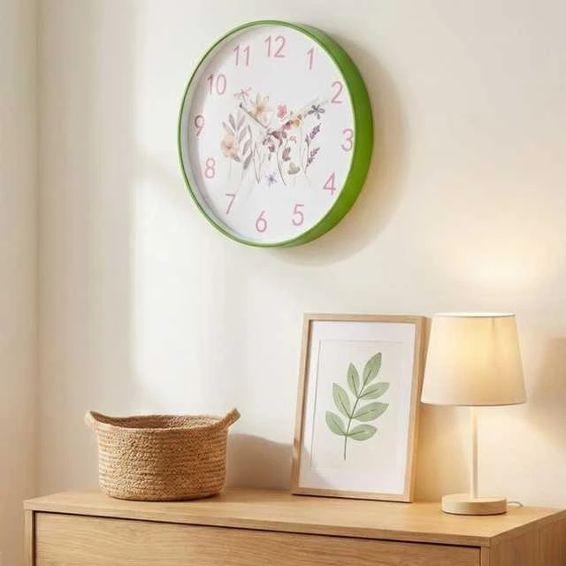 Home Styling Collection Sieninis laikrodis su gėlių motyvu, Ø 30 cm