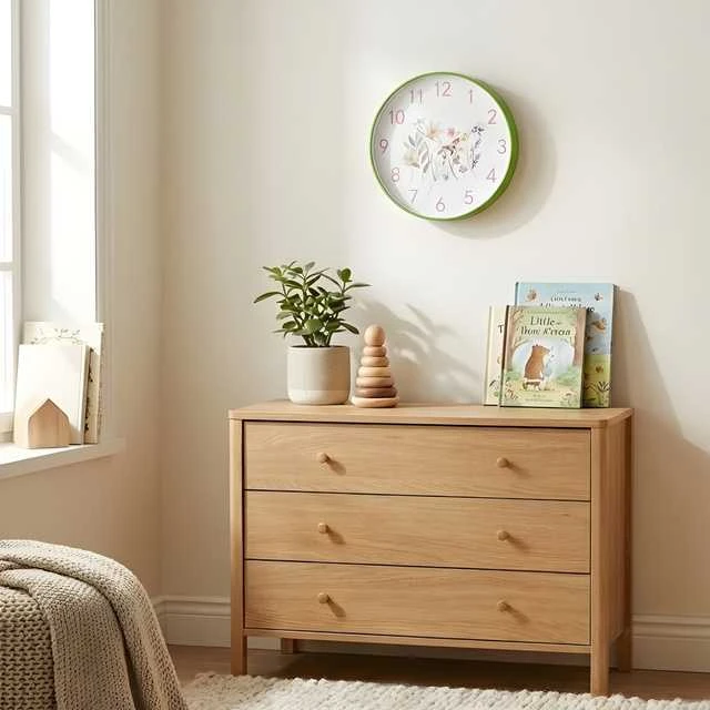 Home Styling Collection Sieninis laikrodis su gėlių motyvu, Ø 30 cm