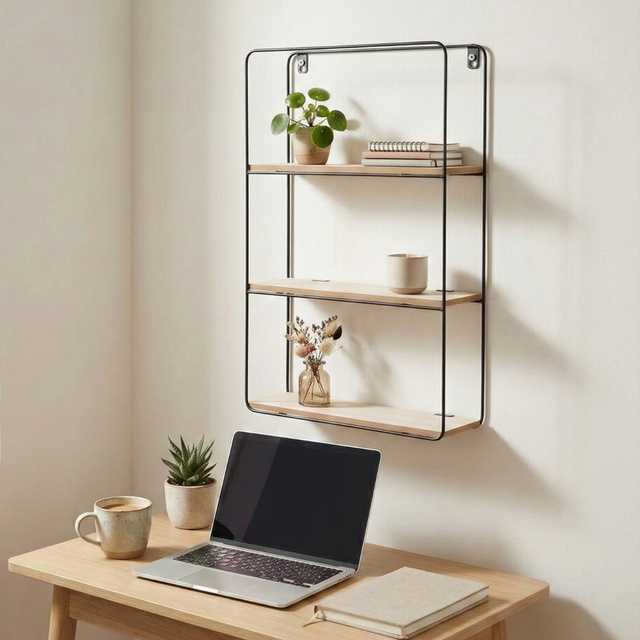 Home Styling Collection Sieninė metalinė lentyna, 3 lygių, juoda, 30 x 10 x 50 cm