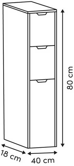 5five Simply Smart LOA siaura modulinė spintelė, 3 stalčiai, 80 cm