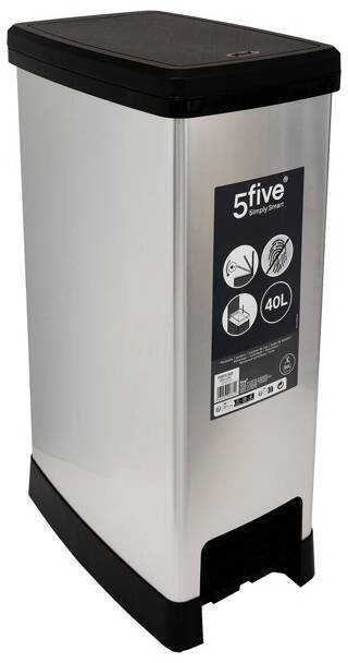 FIVE Simply Smart - Poubelle de Cuisine en Métal Ariane 50L Argent pas cher