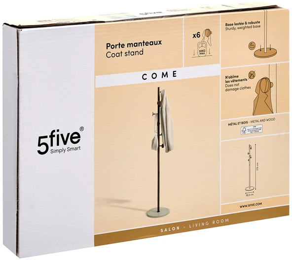 5five Simply Smart COME pastatoma kabykla paltams, 6 kabliukai, 175 cm