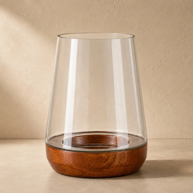 Žibintas su mediniu pagrindu, 20 cm