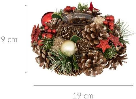 Atmosphera Žvakidė su kankorėžiais ir niekučiais, 19 cm