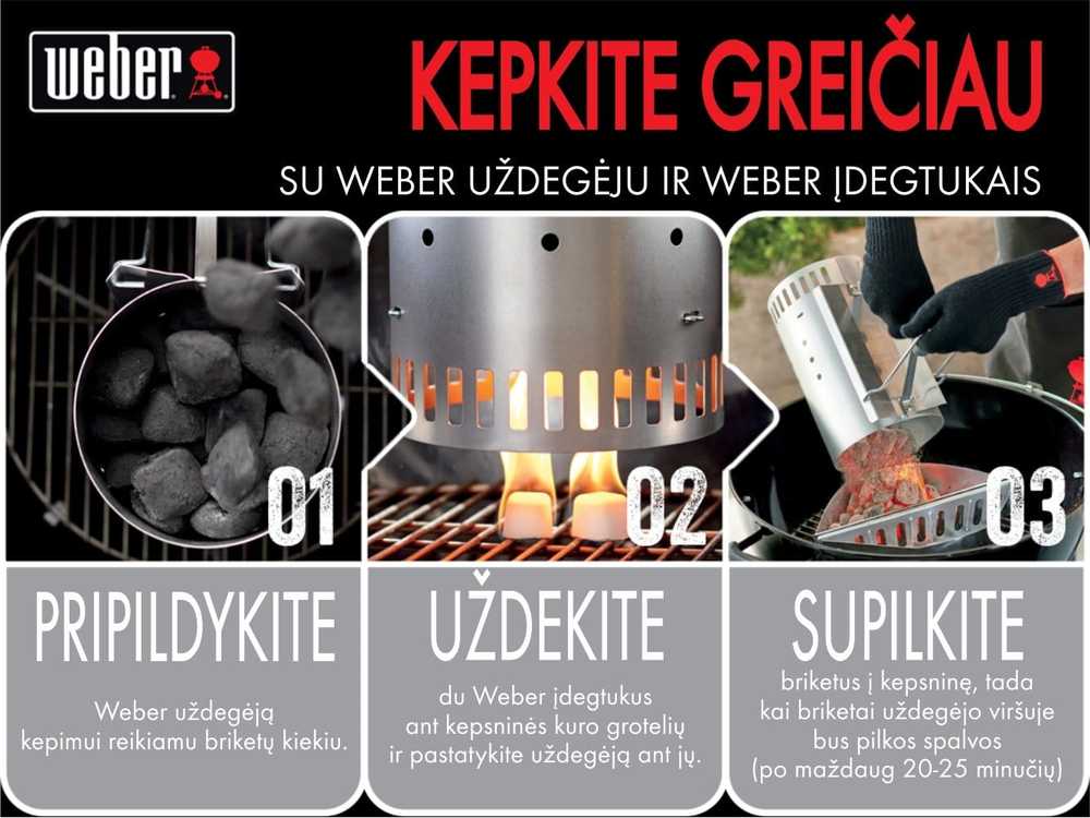 Weber Rapidfire mažas anglių uždegiklis, 7447