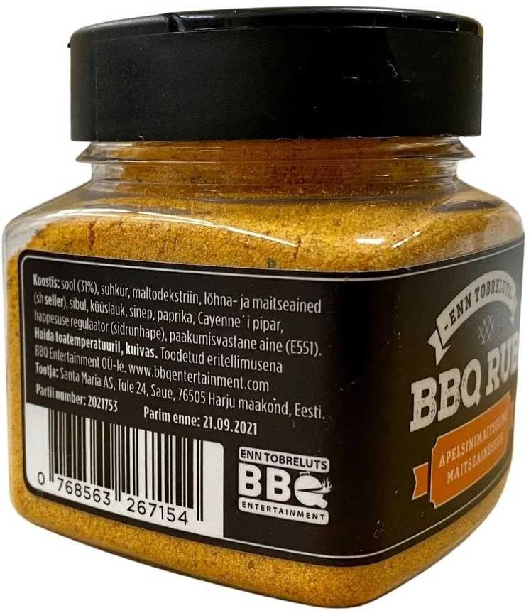 Bbq Entertainment Enn Tobreluts prieskonių mišinys BBQ RUB Apelsinas, 150 g