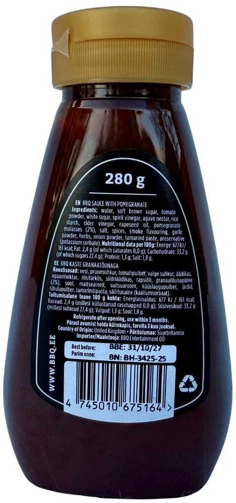 BBQ Entertainment Ultimate BBQ padažas su granatais, 280 g.