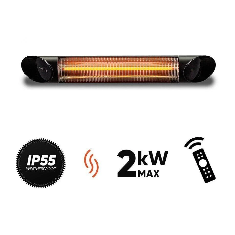 Infraraudonųjų spindulių šildytuvas Veito Blade 2 kW, juodas