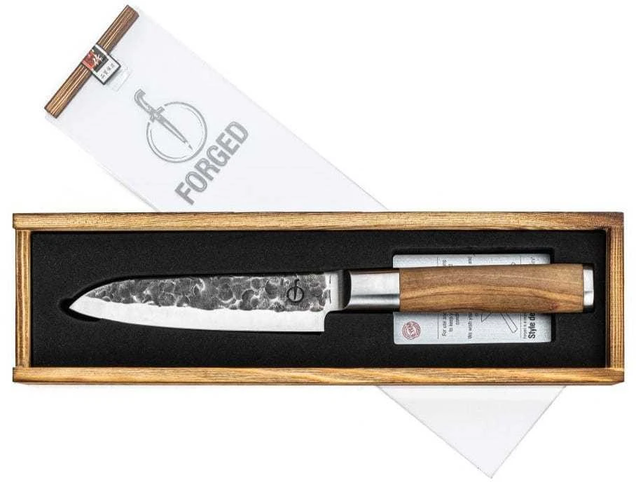 Forged Santoku peilis kaltas alyvuogių spalvos 14 cm