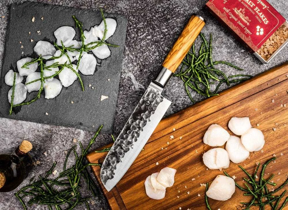 Forged Santoku peilis kaltinės alyvuogės spalvos 18 cm