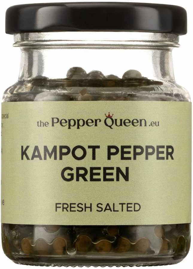 Kampot Pepper Šviežiai sūdyti kampoto pipirai grūdeliais Kampot Salted Pepper, 40 gr