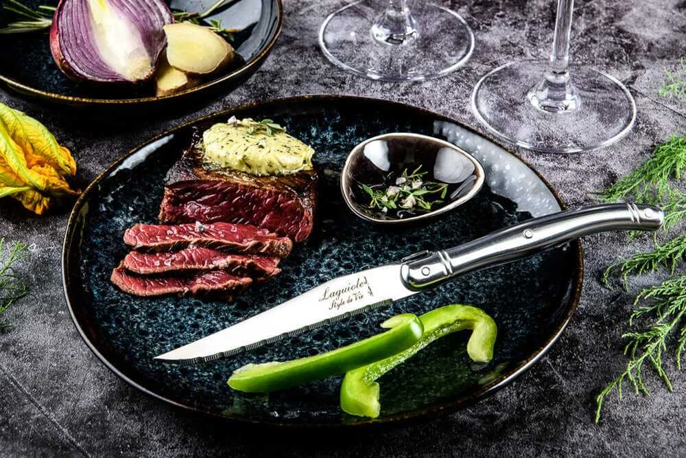 Steiko peiliai LAGUIOLE Premium Line by STYLE DE VIE, 6 vnt. su stovu, nerūdijančio plieno