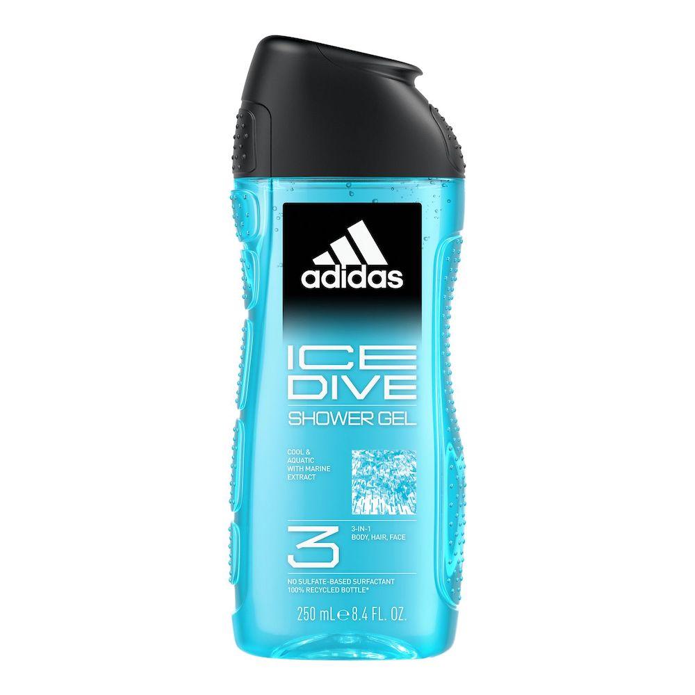 Adidas Ice Dive Dušo želė 3-In-1 Dušo želė vyrams, 250 ml