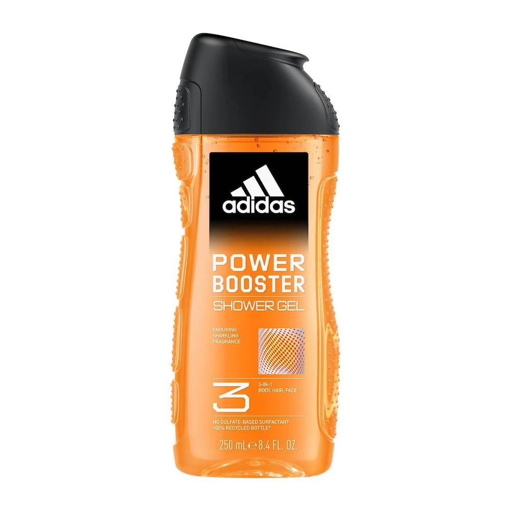 Adidas Power Booster Cleanses Dušo želė kūnui, veidui ir plaukams, visiems odos tipams, 250 ml