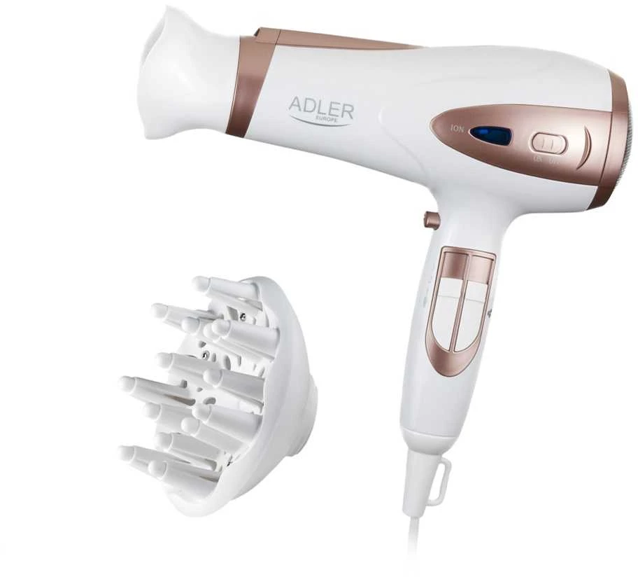 Adler | Plaukų džiovintuvas | AD 2248 | 2400 W | Number of temperature settings 3 | Ionic function | Diffuser nozzle | Baltas