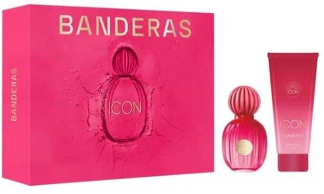 Set Antonio Banderas: The Icon – vandens parfiumas moterims, 100 ml + The Icon drėkinamasis losjonas kūnui, 75 ml
