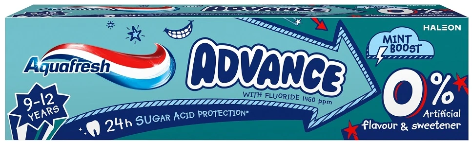 AQUAFRESH Advance dantų pasta 9-12 metų vaikams 75 ml