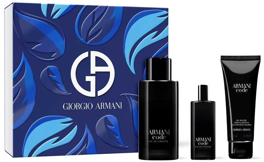 Giorgio Armani Code For Men (2023 m.) – EDT (plnitelná) 125 ml + purškiamas gelis 75 ml + EDT 15 ml