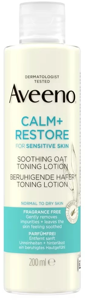 Aveeno Calm + Restore Soothing Oat Toning Lotion Veido losjonas ir Purškiklis
