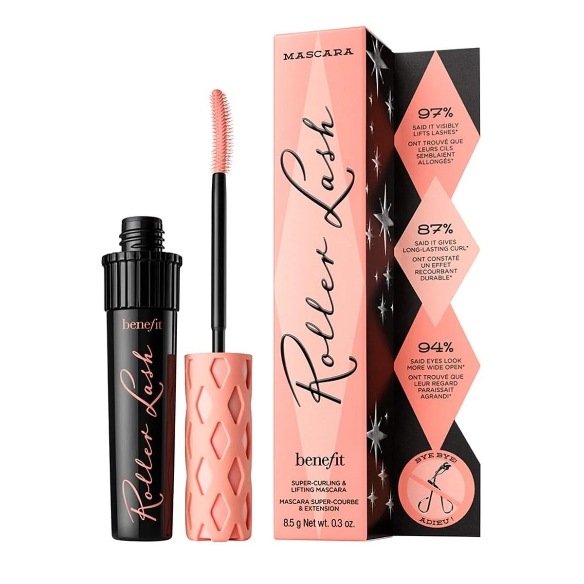 Benefit Roller Lash Curling Blakstienų tušas riečiamasis blakstienų tušas, atspalvis: Juodas, 8.5 g