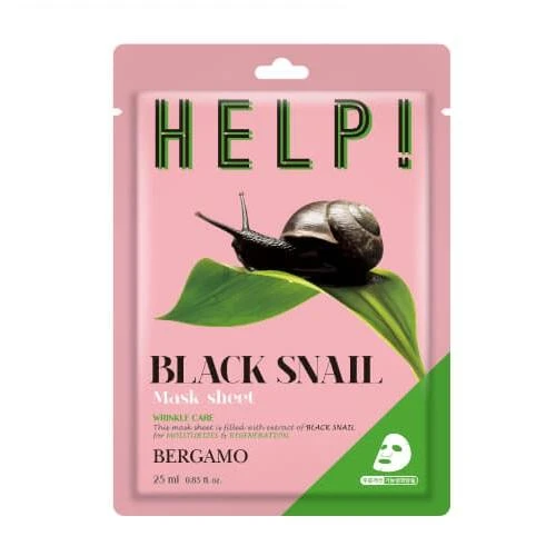 Bergamo Help! lakštinė veido kaukė - Black Snail, 25 ml aprašymas - Prekės nuotrauka