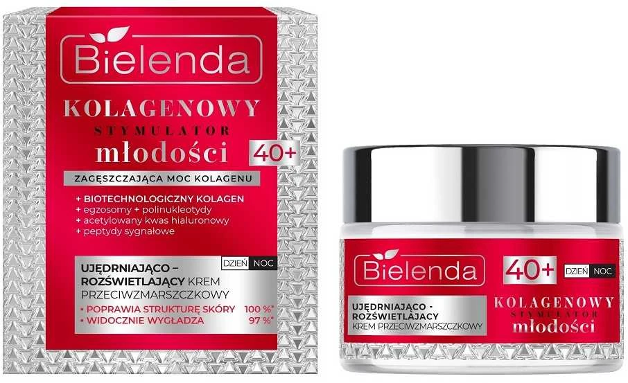 BIELENDA Collagen Youth Stimulator Stangrinantis ir šviesinantis kremas nuo raukšlių 40+ 50 ml