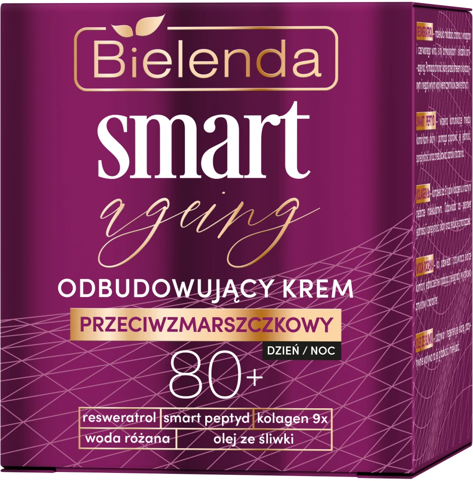 Bielenda Smart Ageing 80+ atkuriamasis priešraukšlinis dieninis/naktinis kremas 50 ml