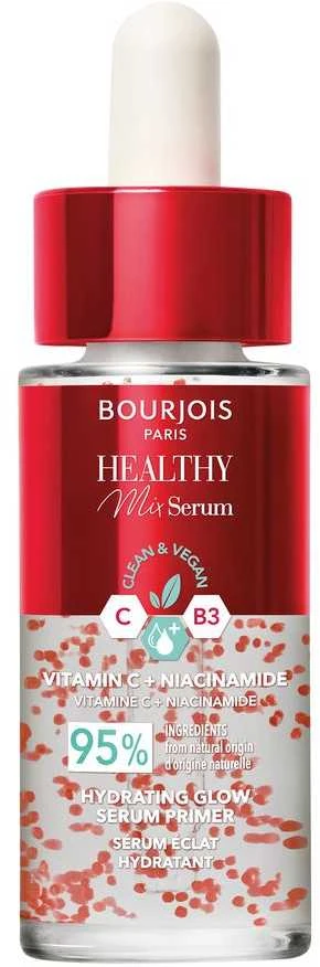 „Bourjois Healthy Mix Serum Primer“ – skaistinamasis veido makiažo pagrindas-serumas su vitaminu C ir niacinamidu, 30 ml.