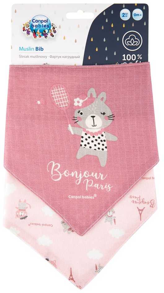 Canpolbabies CANPOL BABIES pirmasis muslino seilinukas BONJOUR PARIS, 0m+, 2 vnt., pink, 26/900_pin