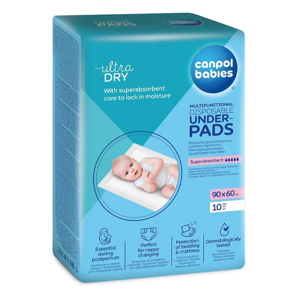 CANPOL BABIES vienkartiniai paklotai 60x90cm 10 vnt 78/002