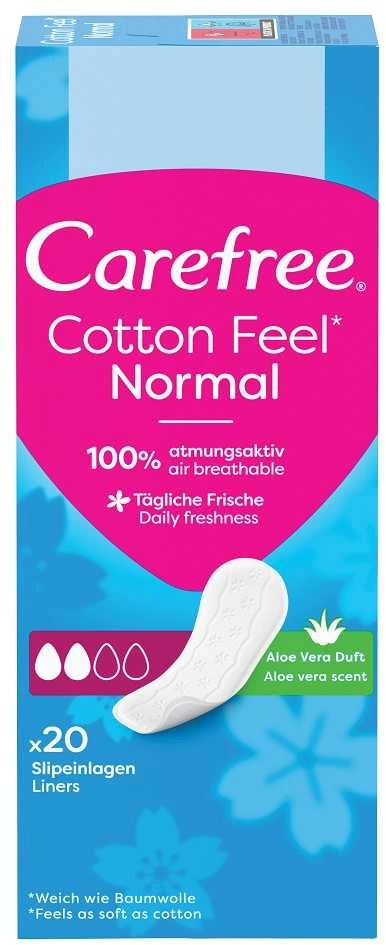 Carefree Cotton Feel Normal kelnaičių įklotai alavijo kvapo 20 vnt