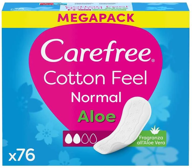 CAREFREE Cotton Feel Aloe Kelnaičių įklotai - normalūs, 1 pakuotė - 76 vnt.