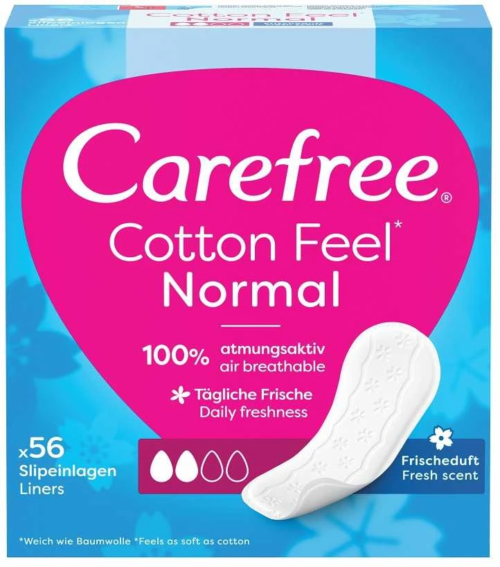 „Carefree Carefree“ medvilniniai įklotai su gaivaus kvapo efektu – 1 pakuotė, 56 vnt.