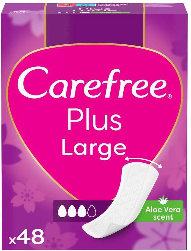 Carefree Plus Dideli higieniniai įklotai Aloe Vera Scent 48 vnt.