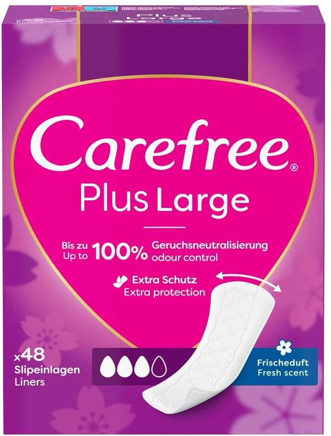 Carefree Plus Large higieniniai įklotai šviežio kvapo 48 vnt.