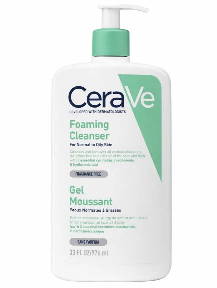 Putojantis veido ir kūno prausiklis normaliai ir riebiai odai Cerave Foaming Cleansing Gel, 1000 ml