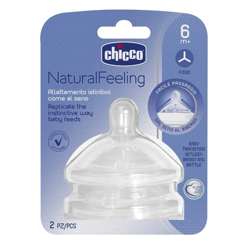 Chicco Natural Feeling Flow čiulptukas 6m Porridge 2 vnt